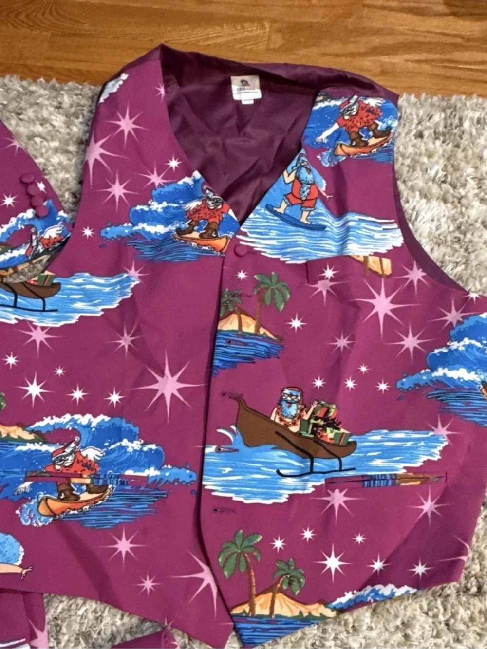 Men's Christmas Magenta Printed Suit 4 pc set- Bold Statement Set 48R or 4XL